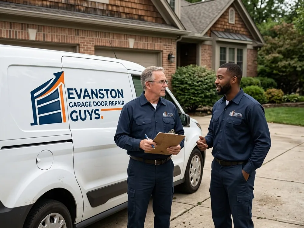 Technician measuring a non-standard garage opening at a Glencoe home