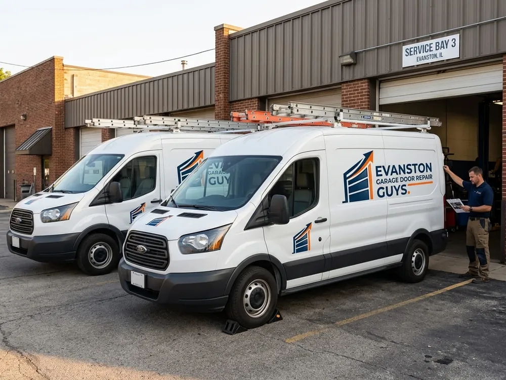 Service van loaded for a garage door call in Morton Grove, Illinois
